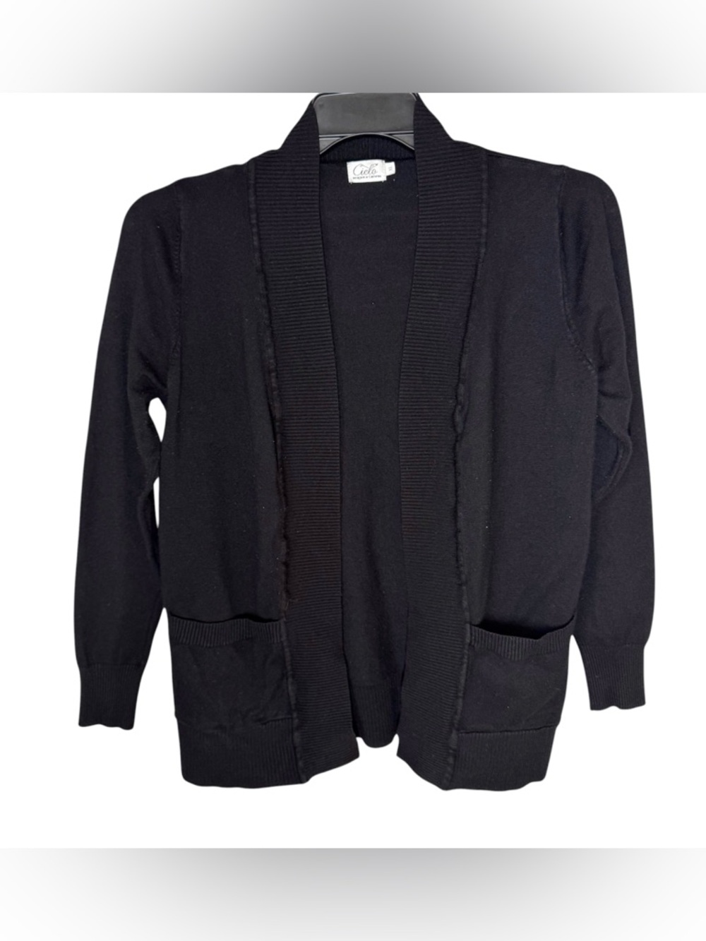 CIELO Women’s Black Viscose Open Pocketed Sweater Cardigan Sz XL
